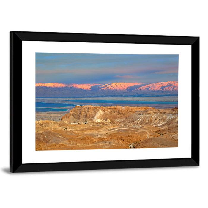 Masada Over the Dead Sea Wall Art as a framed print