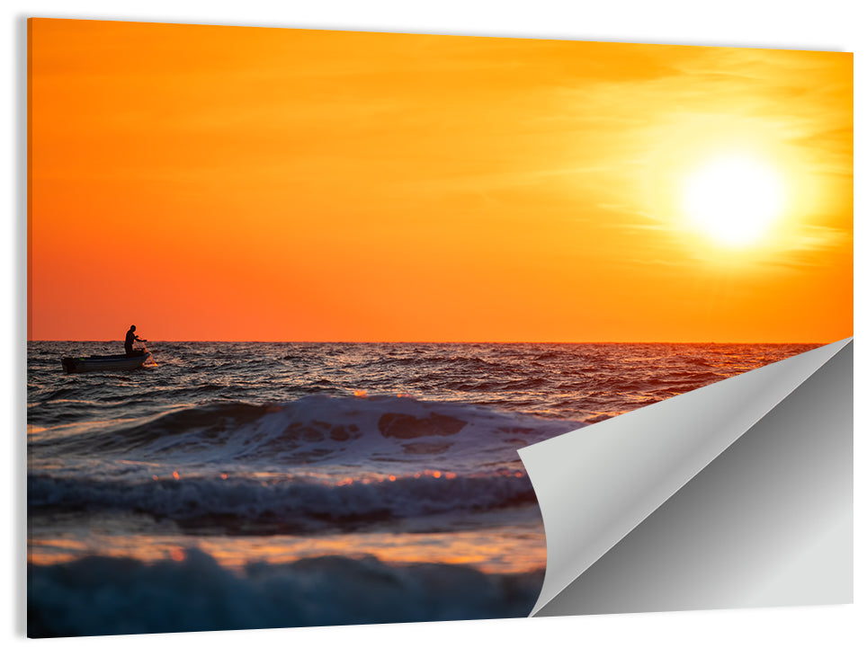 Sunset Fisherman Wall Art
