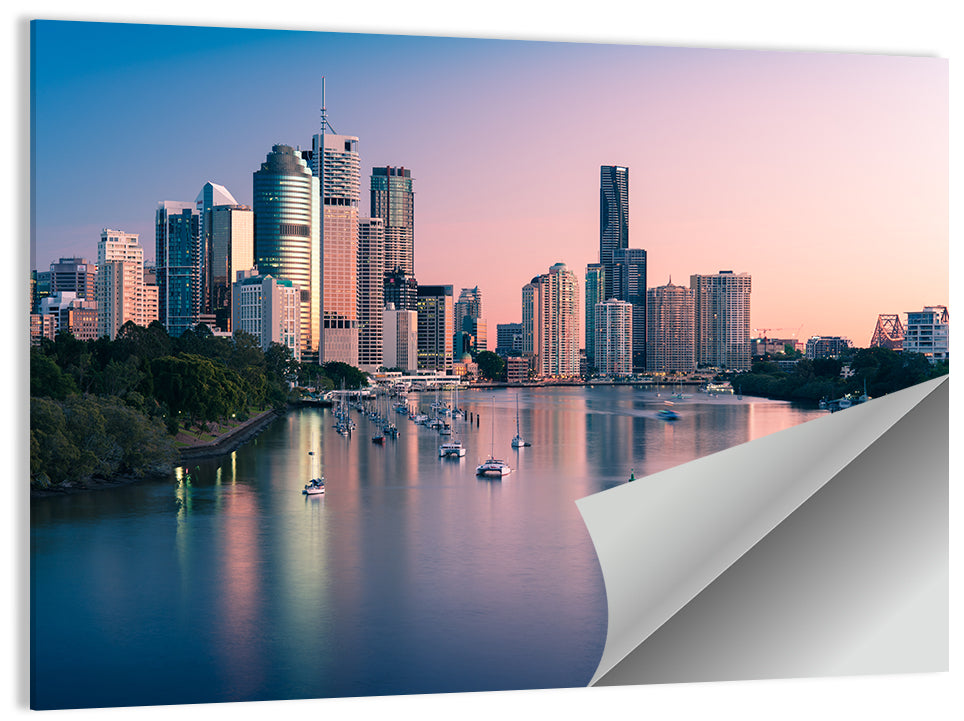 Brisbane River Skyline at Dusk Wall Art