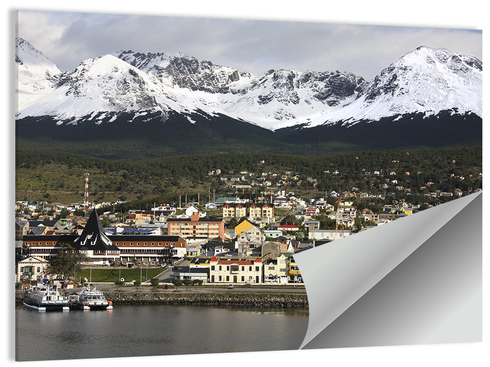 Ushuaia Harbor and Snowcapped Mountains Wall Art