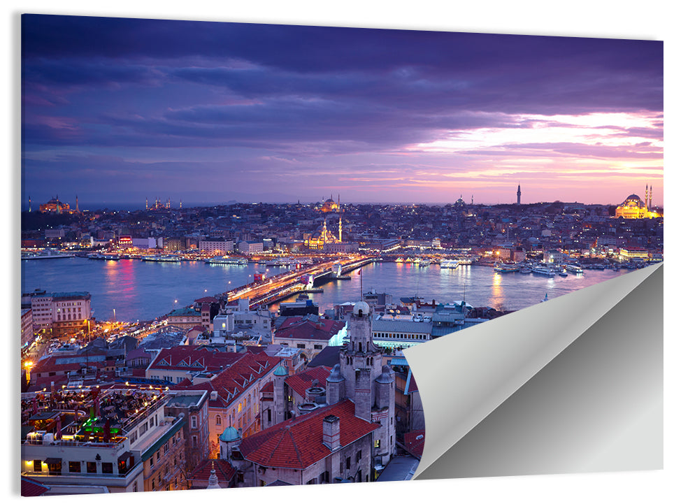 Istanbul Twilight Skyline Wall Art