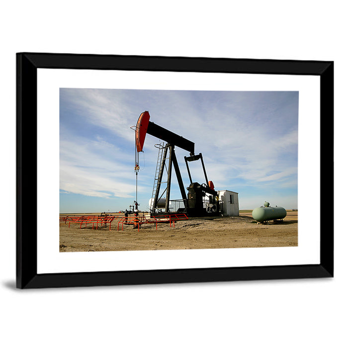 Pump Jack with Storage Tank Wall Art as a framed print