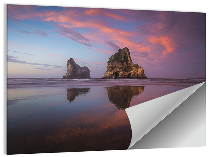 Wharariki Beach Sunrise Wall Art as a poster print