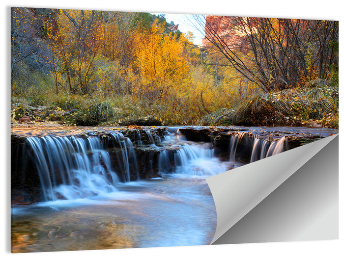 Autumn Stream at Zion Canyon Wall Art as a poster print