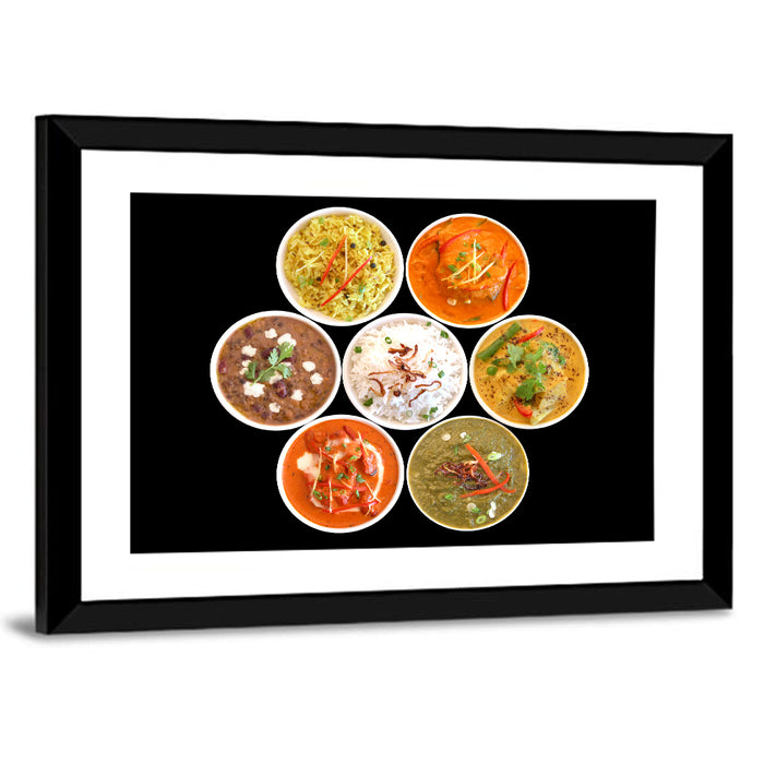 Six Indian Curry Bowls Wall Art as a framed print
