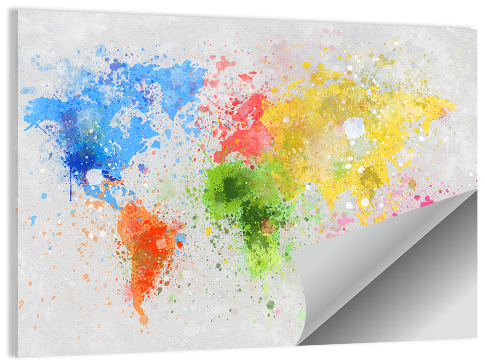 Vibrant Watercolor World Map Wall Art