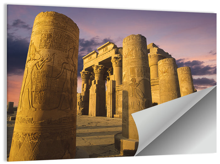 Kom Ombo Temple Pillars at Sunset Wall Art as a poster print