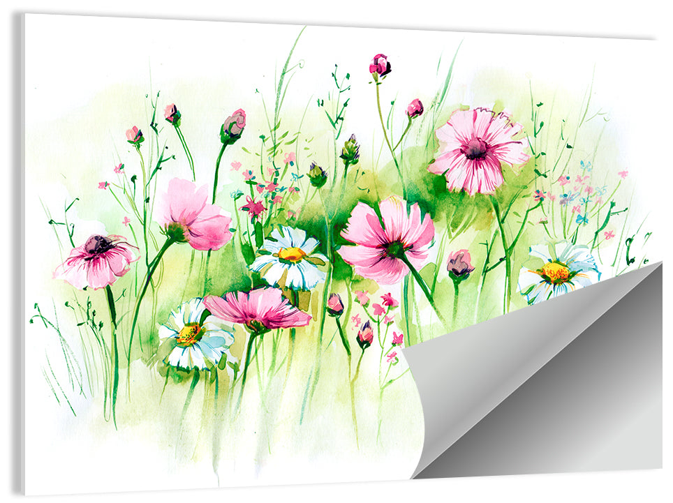 Airy Wildflower Meadow Watercolor Wall Art