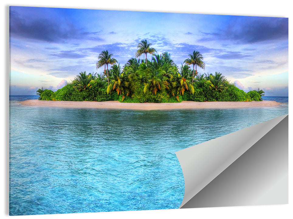 Mirrored Tropical Island Lagoon Wall Art