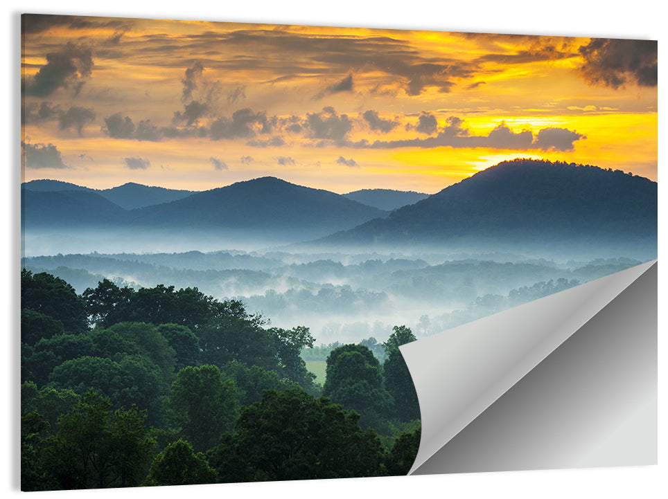 Blue Ridge Mountains Asheville Sunset Wall Art