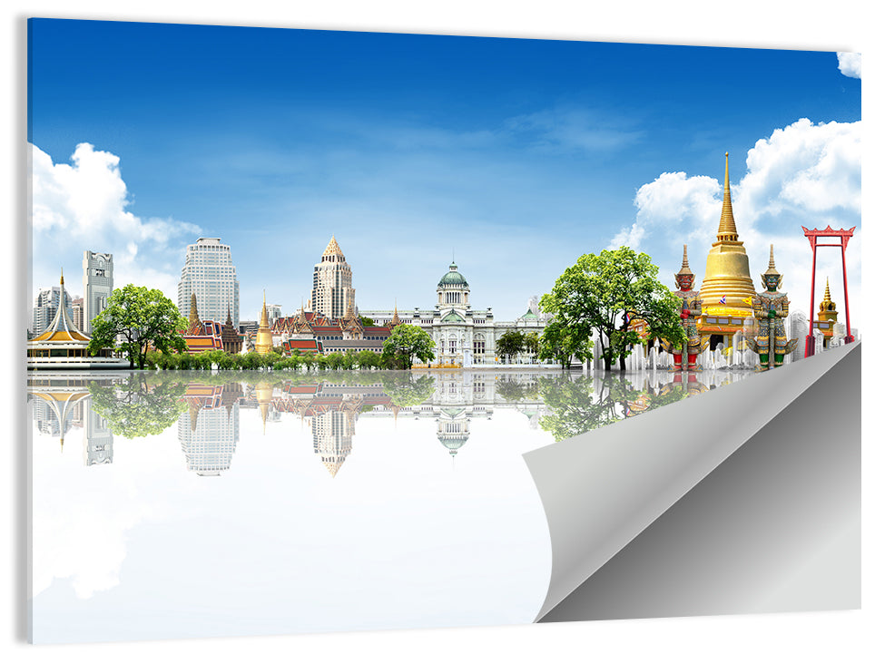 Bangkok Landmarks Reflection Scene Wall Art