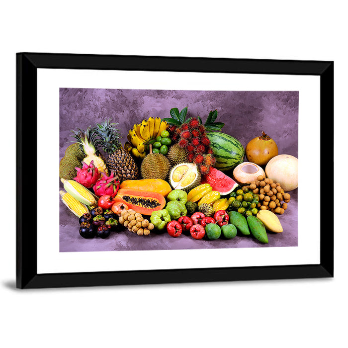 Tropical Fruit Still Life Wall Art as a framed print