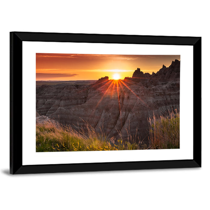 Badlands National Park Sunset Wall Art as a framed print