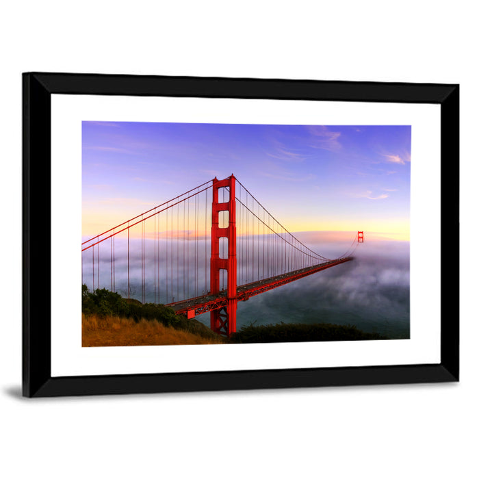 Foggy Golden Gate Bridge Wall Art as a framed print