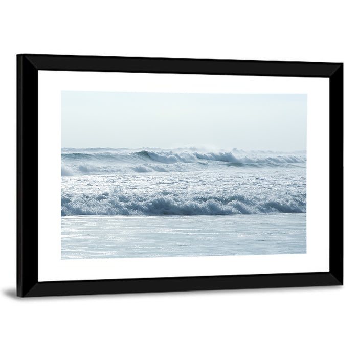Misty Horizon Ocean Waves Wall Art as a framed print