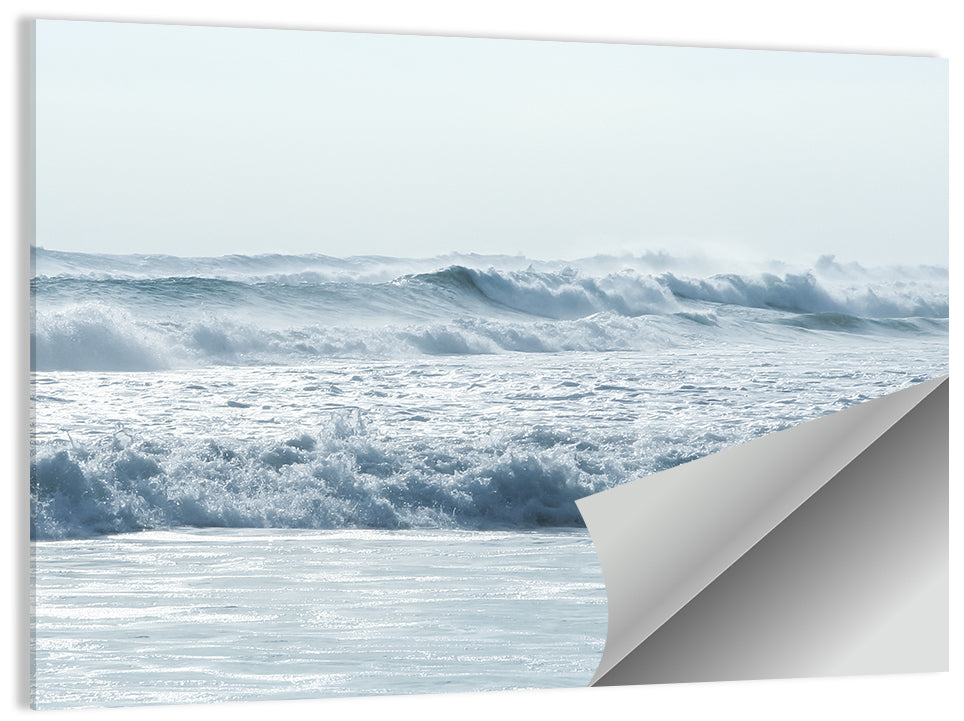Misty Horizon Ocean Waves Wall Art