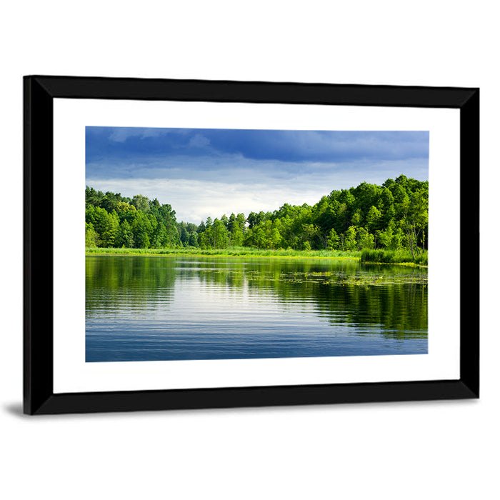 Mazury Forest Lake Wall Art as a framed print
