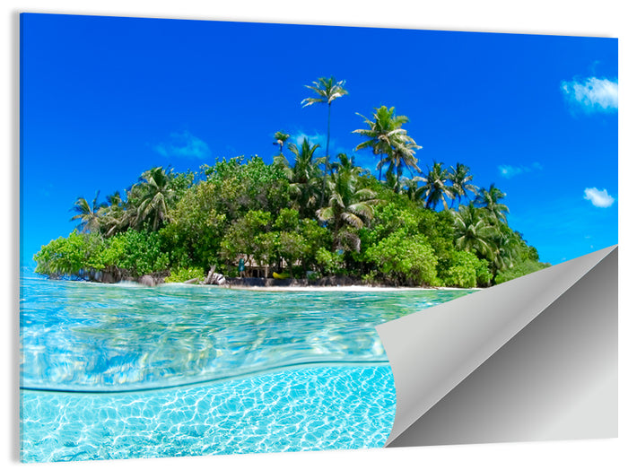 Tropical Island Lagoon Split-level Seascape Wall Art as a poster print