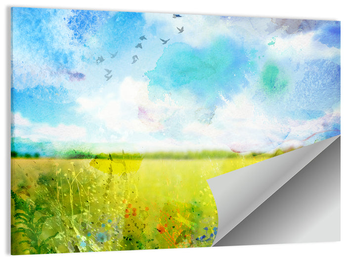 Watercolor Wildflower Field Wall Art as a poster print
