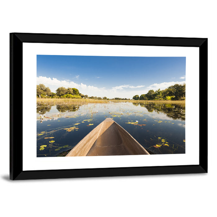 Mokoro Canoe in Okavango Delta Wall Art as a framed print