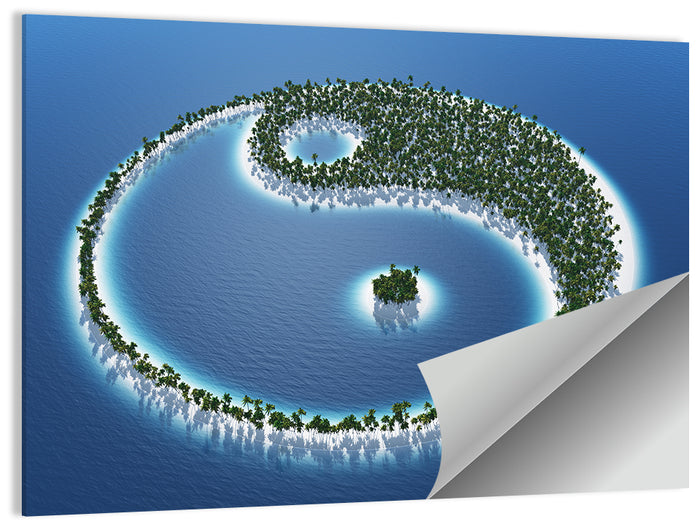 Yin Yang Tropical Island Aerial Wall Art as a poster print