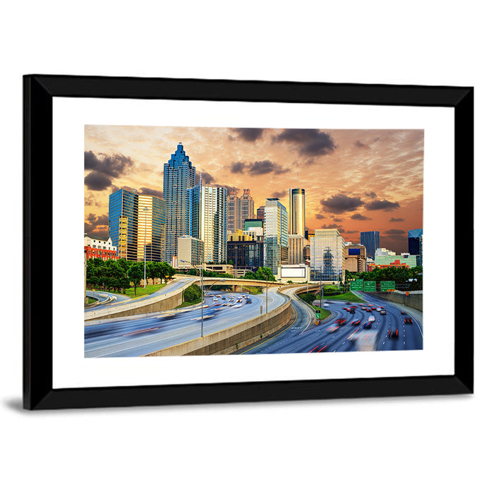 Atlanta Downtown Skyline Wall Art as a framed print