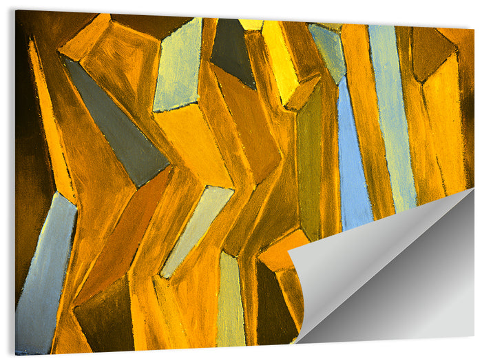 Golden Blocks Abstract Wall Art as a poster print