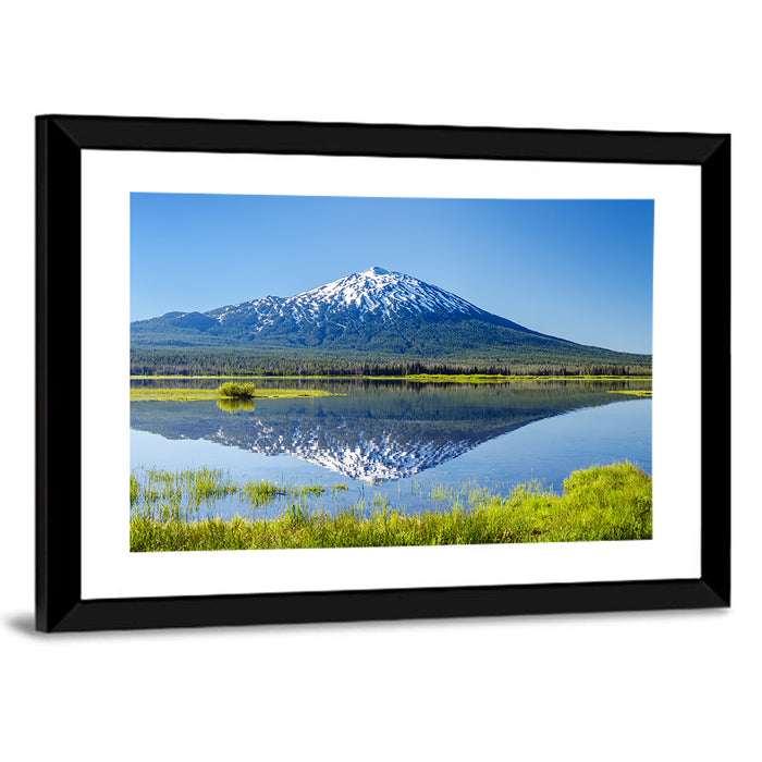 Mount Bachelor Lake Reflection Wall Art as a framed print