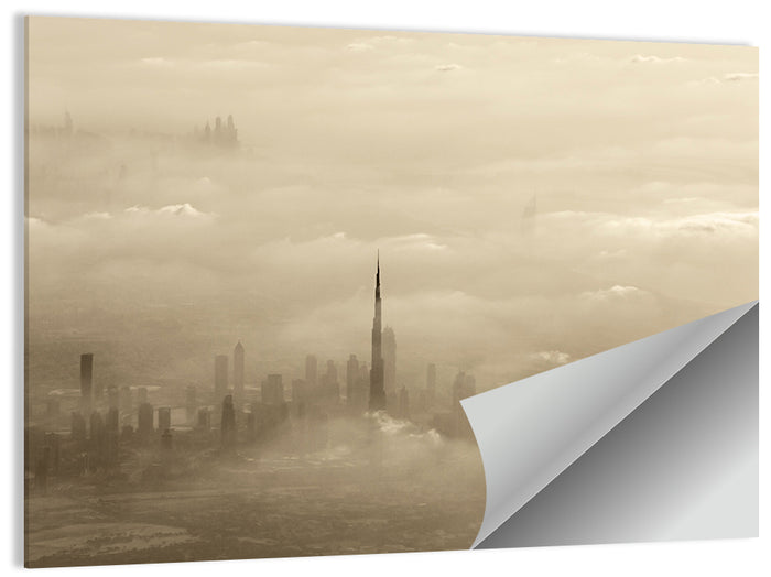 Dubai Haze Over Burj Khalifa Wall Art as a poster print
