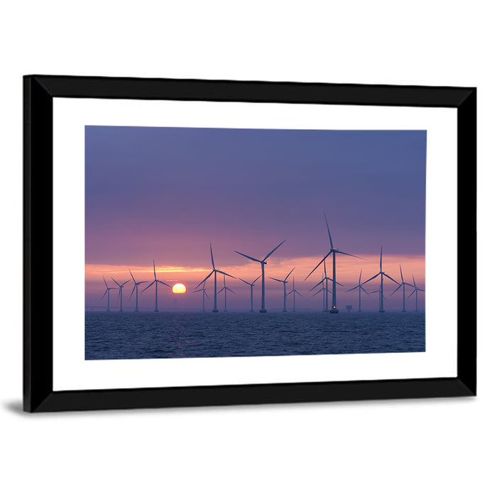 Twilight Offshore Wind Farm Wall Art as a framed print