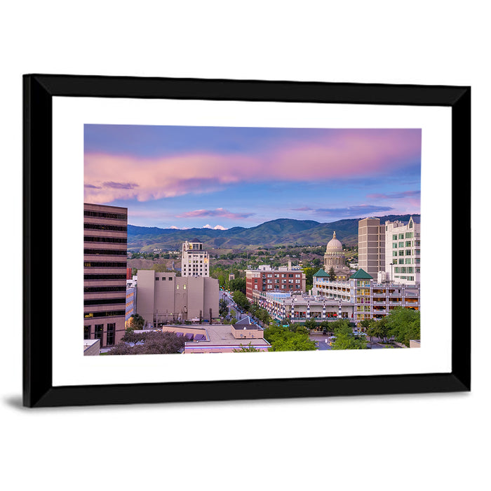 Boise Downtown at Golden Hour Wall Art as a framed print