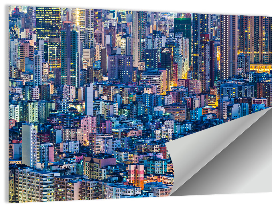 Hong Kong Night Cityscape from Above Wall Art