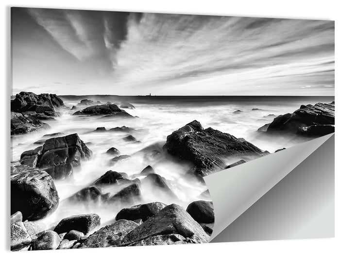 Maine Rocky Coast with Distant Lighthouse Wall Art as a poster print