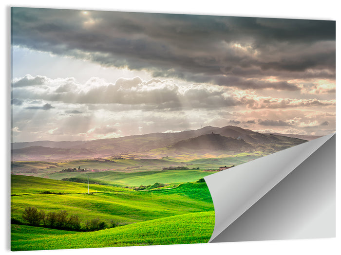 Tuscan Sunlit Hills Wall Art as a poster print