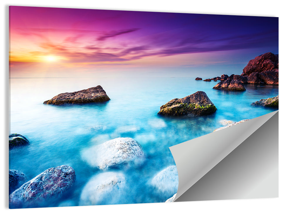 Rocky Beach Sunset Wall Art