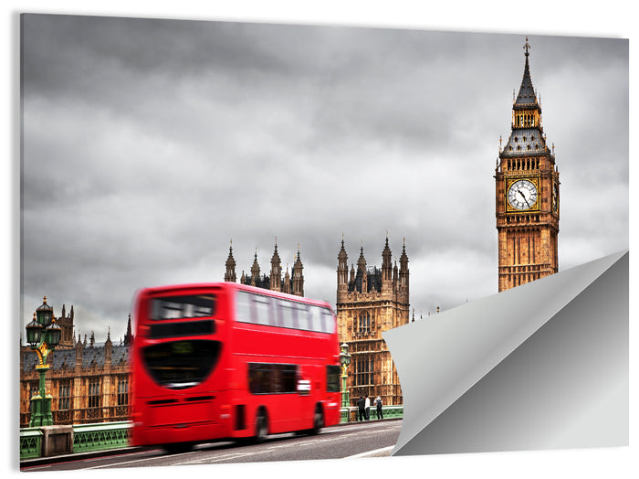 Big Ben with Red Bus, Westminster London Wall Art as a poster print