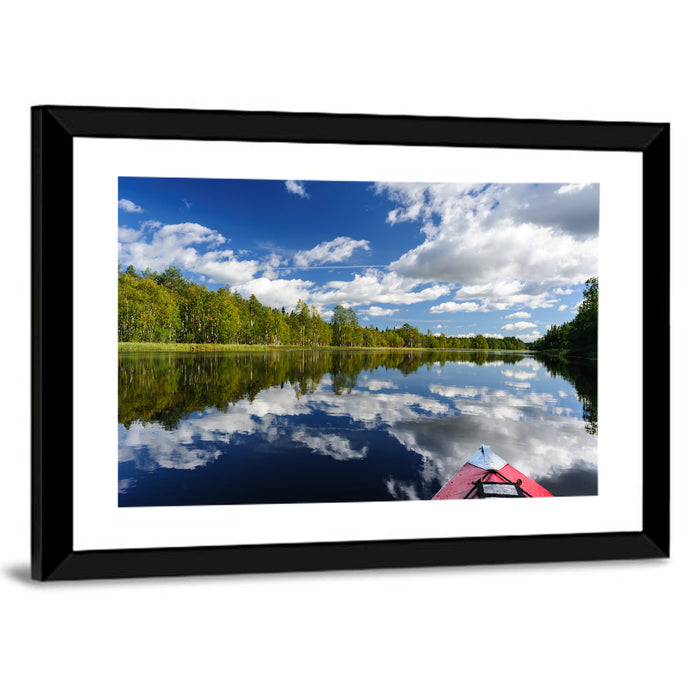 Karelia Kayak Reflection Wall Art as a framed print