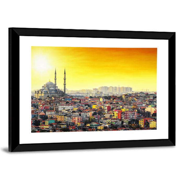 Fatih Mosque at Sunset Wall Art as a framed print