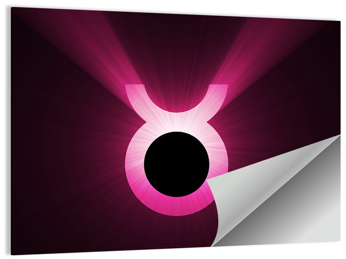 Glowing Pink Taurus Symbol Wall Art as a poster print