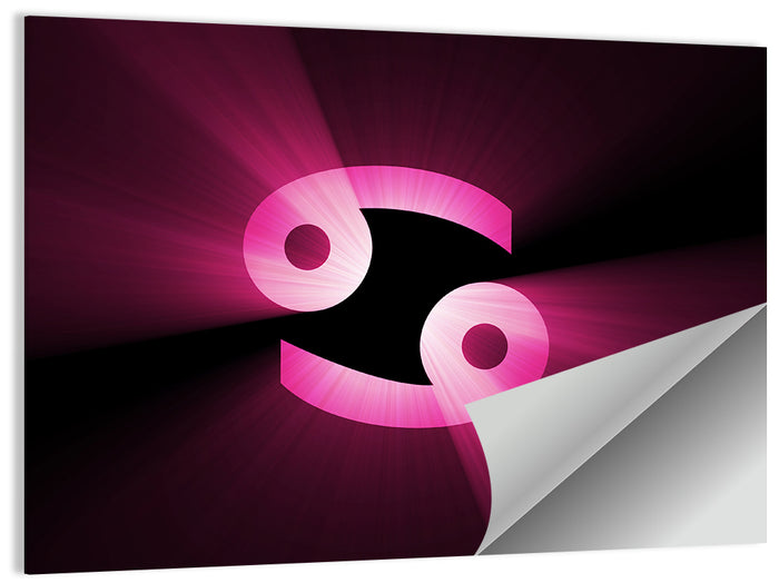 Glowing Pink Cancer Symbol Wall Art as a poster print
