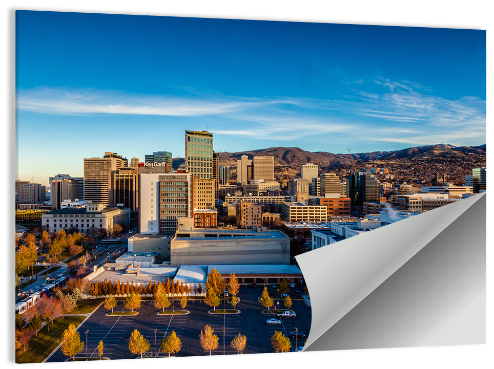 Salt Lake City Skyline at Golden Hour Wall Art