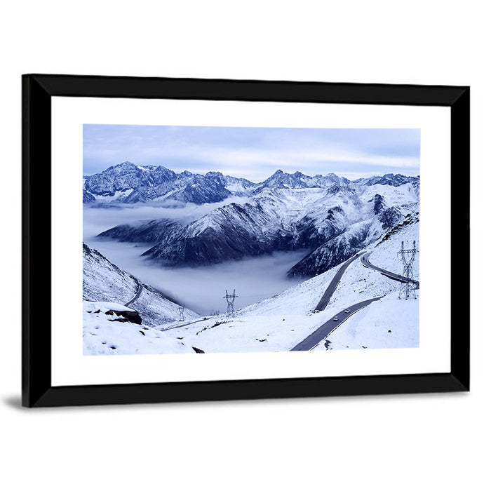 Sichuan Snowy Mountain Pass Wall Art as a framed print