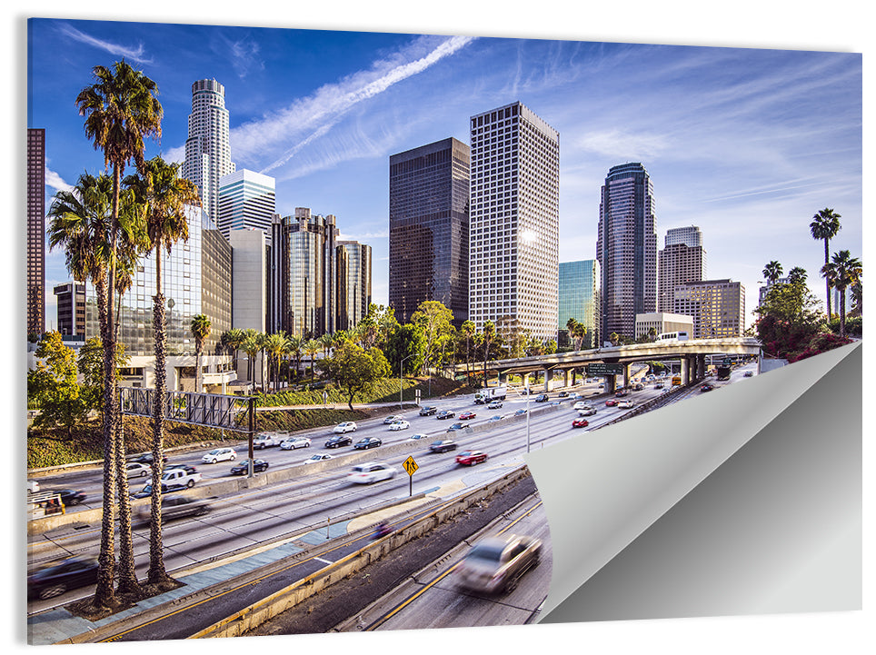 Los Angeles Freeway to Downtown Skyline Wall Art