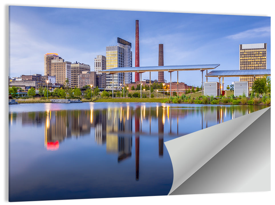 Birmingham Skyline Reflection at Twilight Wall Art