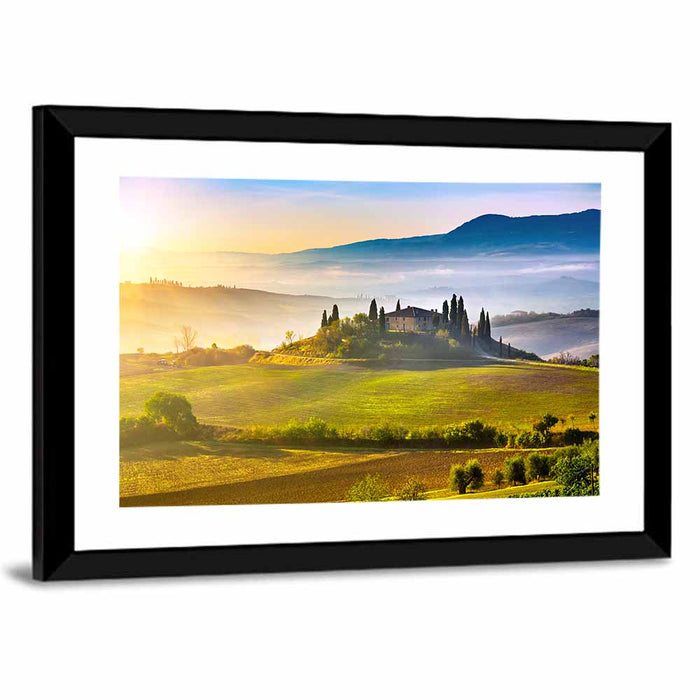 Tuscan Morning Landscape Wall Art as a framed print