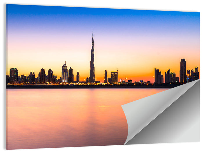 Dubai Skyline at Dusk Wall Art as a poster print