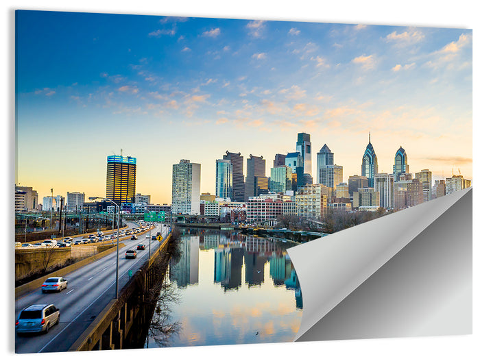 Philadelphia Skyline at Dusk Wall Art as a poster print