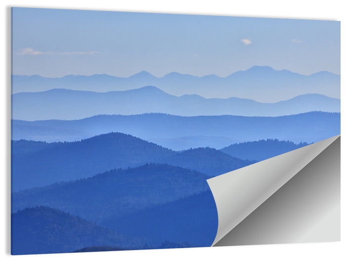 Misty Blue Mountain Valley Wall Art as a poster print