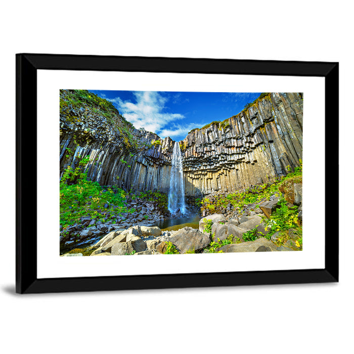 Svartifoss Basalt Falls Wall Art as a framed print