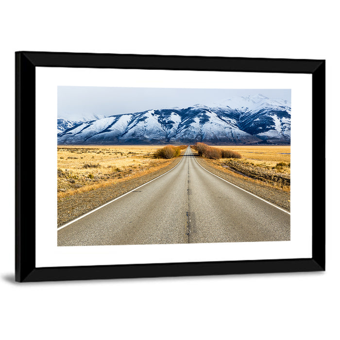 El Calafate Road with Snow Peaks Wall Art as a framed print